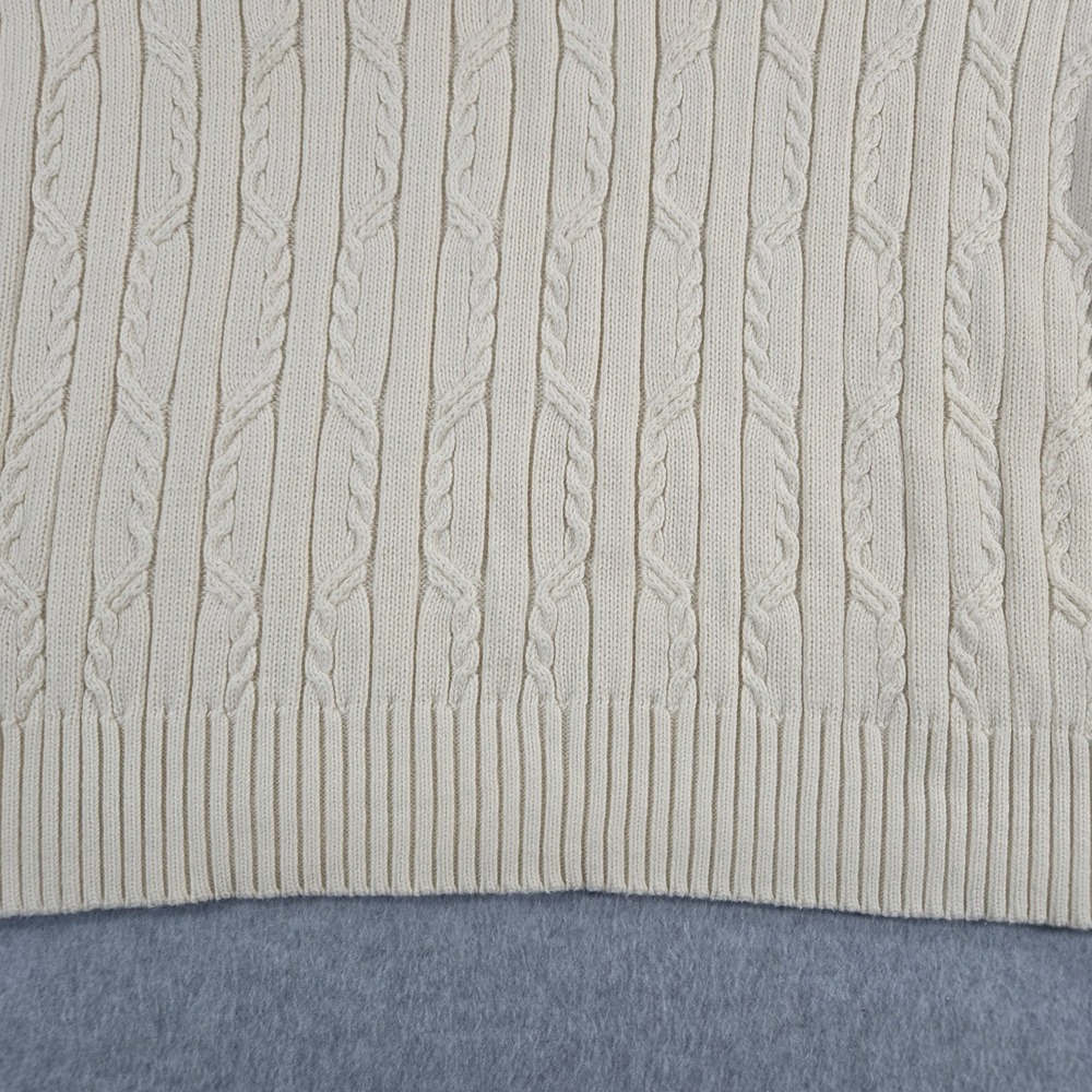 Jones New York Country Cream Cable Knit Short Sleeve Cotton Sweater Large - Picture 8 of 14